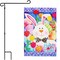 G128 Combo Pack Garden Flag Stand Black 36x16IN & Garden Flag Happy Easter Bunny Tulips Printed 12x18IN Double Sided Yard Garden Lawn Decoration
